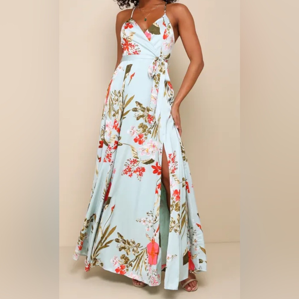 Lulus Still the One Sage Floral Print Maxi Dress